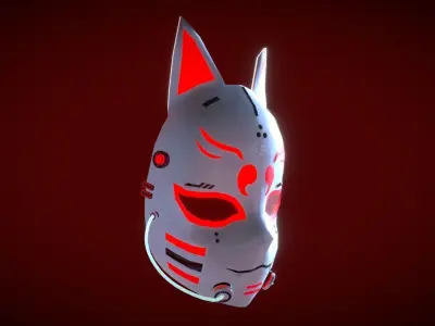 Cyberpunk Kitsune Mask Low-poly 3D model