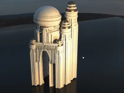 White Marble Palace Domes 3D model