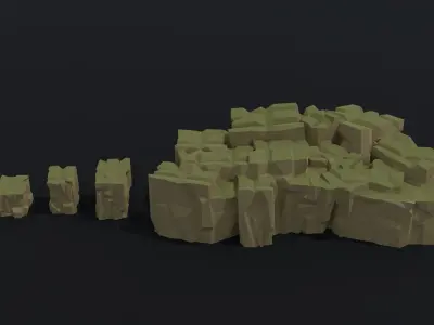 Cartoon Cubic mountains Polygonal Style Low-poly 3D model