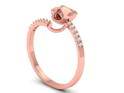 Solitaire Wedding Engagement Women Light Weight Bypass Rings 3D print model 3