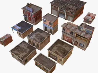 House Geto Construct Low Poly Low-poly 3D model