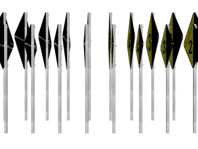 Chevron marker - Sign indicating a sharp curve ahead 01 3D model