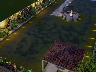 backyard landscape of small house 3d model 3D model