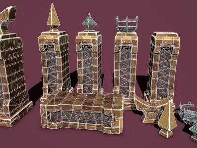 Fantasy obelisk  Low-poly 3D model