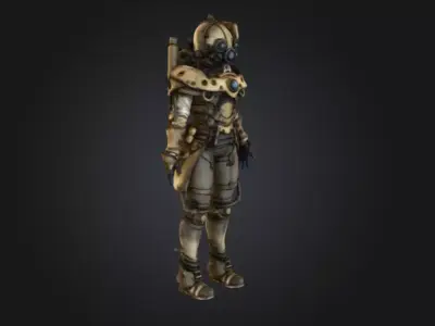Steampunk Diver Blueprint Low-poly 3D model