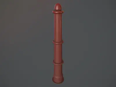 Barrier Bollard pack 5 Red v1 Low-poly 3D model