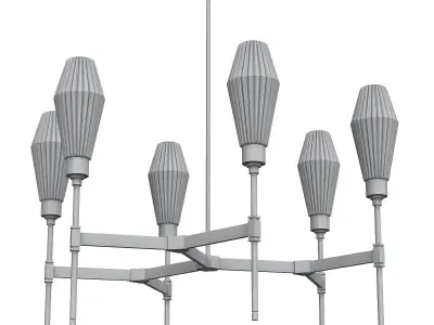 AALTO modern brass chandelier with glass shades 3D model