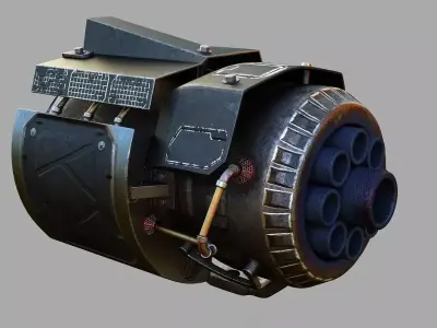 Sci-fi big gun for robot mecha Low-poly 3D model