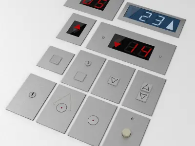 Elevator Control Panels Collection with LED displays kit bash Low-poly 3D model