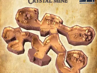 Small Crystal Mine Tabletop Terrain 28 MM 3D print model