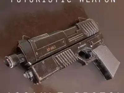 Sci-fi Futuristic Assault Pistol  Low-poly 3D model