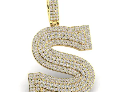 Alphabet Latter S Diamond Pendent 3D print model