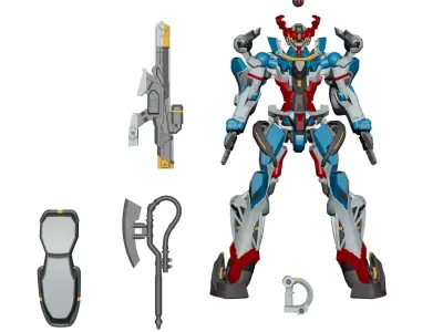 Gundam GQuuuuuuX 3DModel NoRig NoTexture   Low-poly 3D model