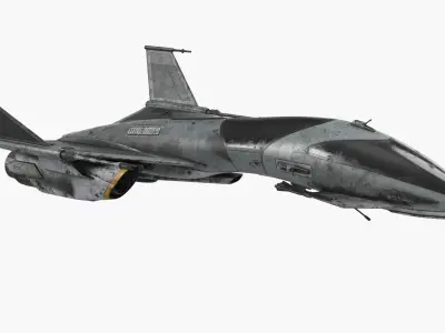 Dirty Futuristic Fighter Spaceship in Flight 3D model