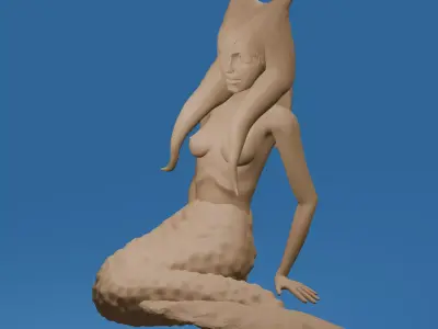 Cute Space Alien Mermaid 3D print model