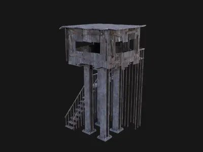 POST APO WATCHTOWER IMPROVISED SURVIVAL PLATFORM FORT SHELTER Low-poly 3D model