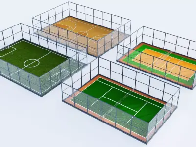 Sport Fields and Courts Collection Low-poly 3D model