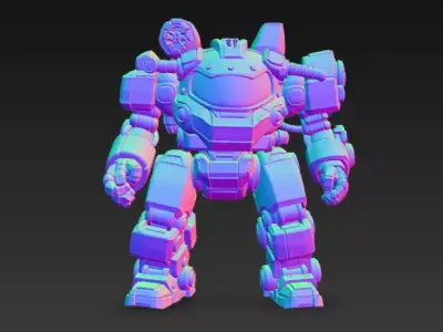 Stylized Orange Mech Suit - PBR Game - Ready Robot Low-poly 3D model