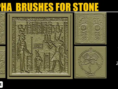 40 Real Alpha Stone Brushes - Stone Brushes-Vol 06 Texture