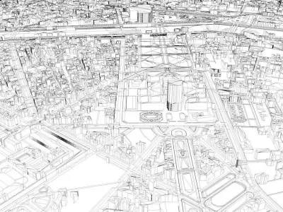 Paris City of France Low-poly 3D model