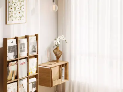 3D model of a floor-standing magazine bookshelf 3D model