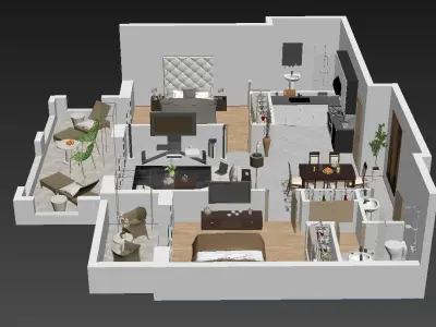 detailed floor plan 3d BLENDER ready 3D model