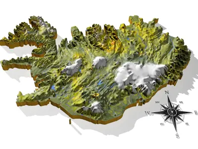 Iceland High resolution 3D relief maps 3D model