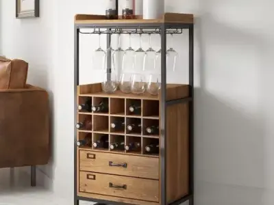 Brown Finley Bottle Wine Cabinet 3D model