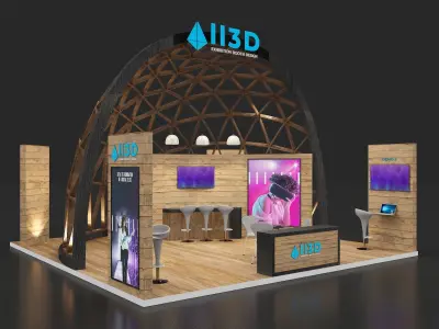 Exhibition Stand Stall Two Side Open 7X7 3D model
