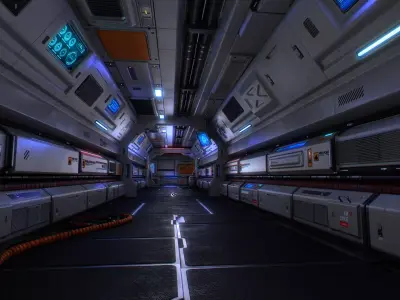 Scifi  Modular Room Corridor Laboratory Kit Low-poly 3D model