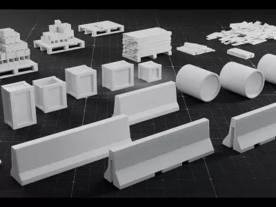 Construction Elements Set 01 Low-poly 3D model