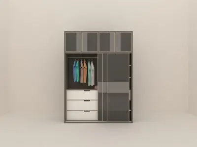 Wardorbe 2 wardrobe with glass doors Free 3D model