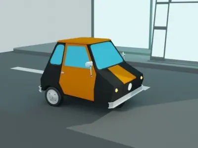 Low poly tower square building Low-poly 3D model