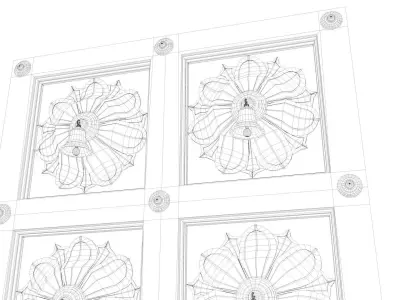 Door Lowpoly wooden with ornaments Low-poly 3D model