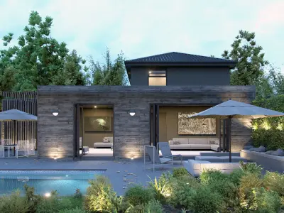 Octane - C4D Scene files - House Jackson Exterior 3D model