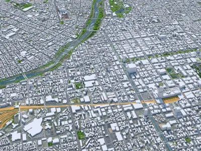 Sapporo City in Hokkaido Japan Low-poly 3D model
