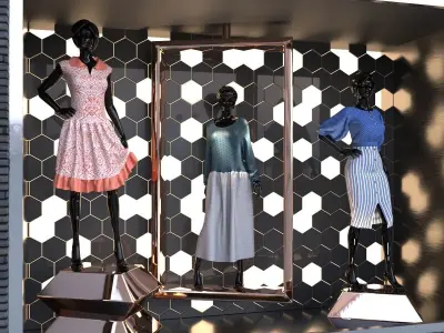 Store-02 fashion boutique window display 3D model