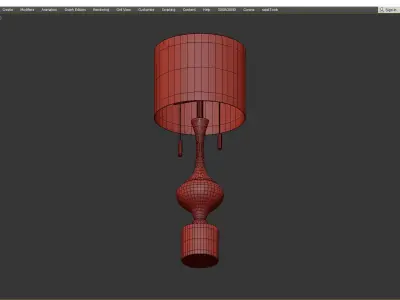 Vintage Antique Gold White Glass Table Lamp Low-poly 3D model