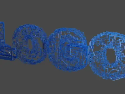 SciFi Future technology line LOGO scene set 3D model