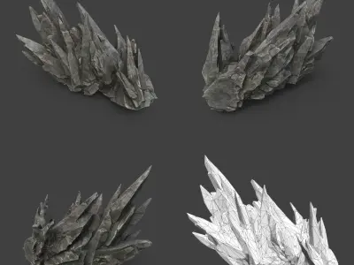 Spiky Black Rock 220626 - Ultra HD 16K Textures Low-poly 3D model