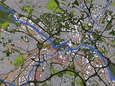 Leeds City UK Low-poly 3D model