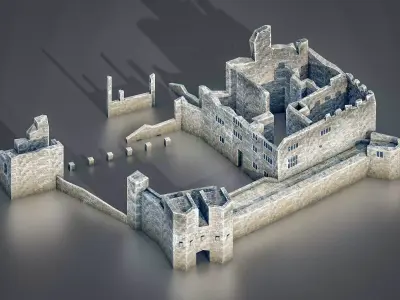 Berry Pomeroy Castle Low-poly 3D model