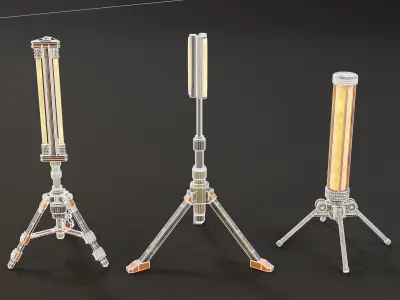 Sci-Fi Tripod Light Set Low-poly 3D model