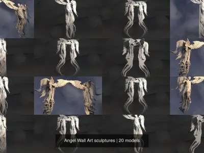 Angel Wall Art sculptures 3D Model Pack