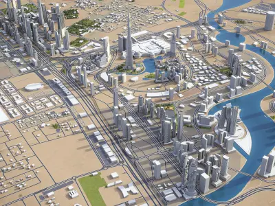 Dubai Business Bay Low-poly 3D model