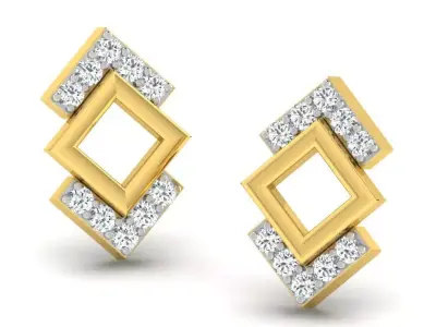 Gold Diamond Women Earring 3D print Model 3D print model 39