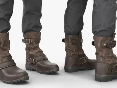  Fantasy Leather Boots with Tucked Pants Set 