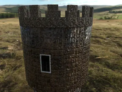 Medieval Tower Low Poly PBR and texture in 2k Free low-poly 3D model