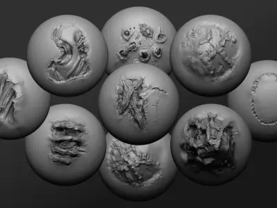 Zbrush - Zombie VDM Brush Ragged meat B 3D model
