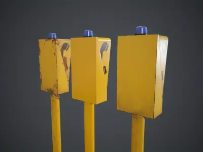 Emergency Call Box 1 PBR Game Ready Low-poly 3D model